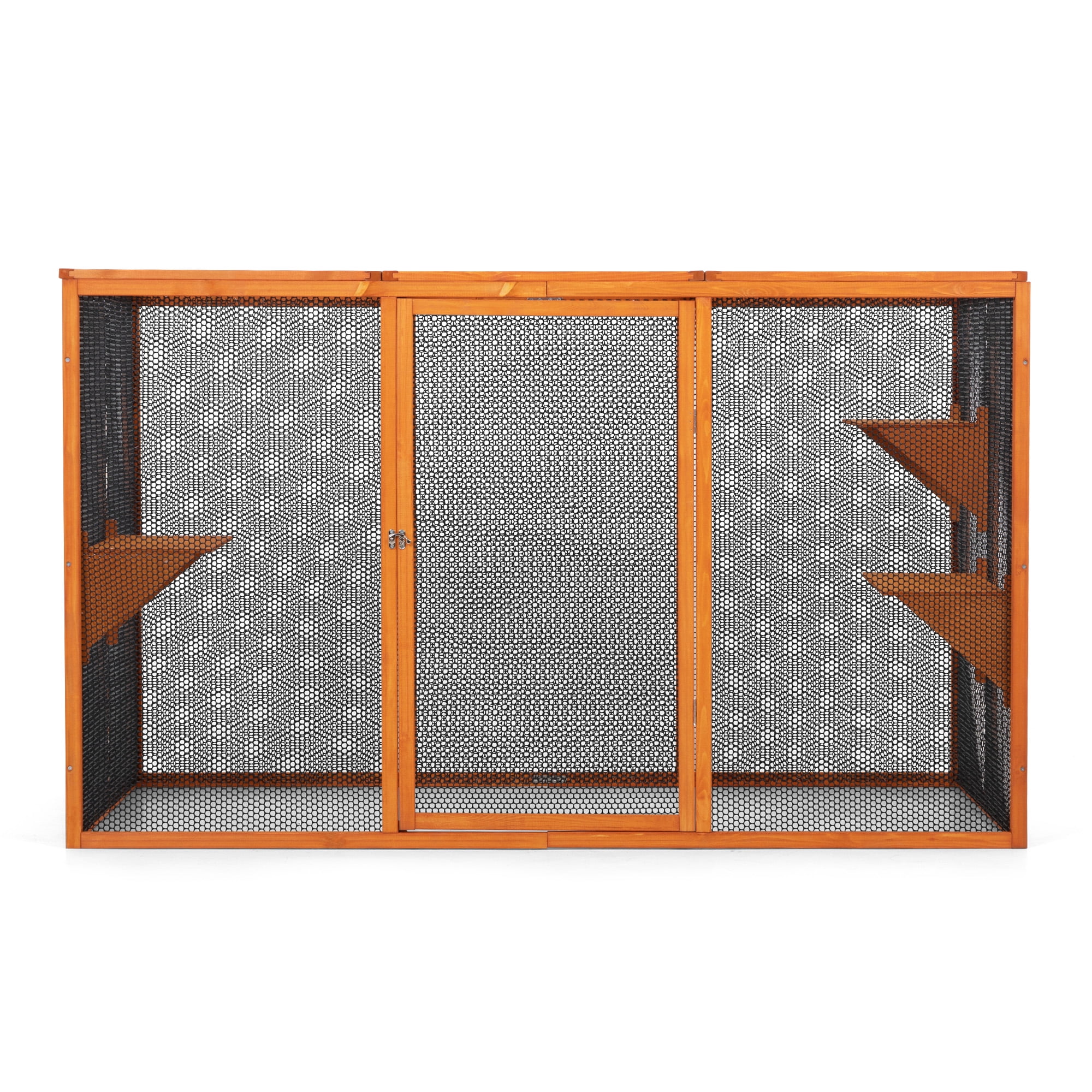 Spaco Outdoor/Indoor Cat Enclosure, Detachable Design, 3 Jumping Platforms, Waterproof Roof, Orange Color