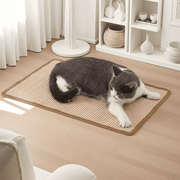 Himonut Carpeted Sisal Cat Scratching Mat with Sisal Pad 23.6 x 15.7 in