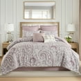 thumbnail image 2 of Regency Heights 8-Piece Comforter Set Reversible Floral Bedding with Bed Skirt and Decor Pillows,Cal King,Plum Pink, 2 of 7
