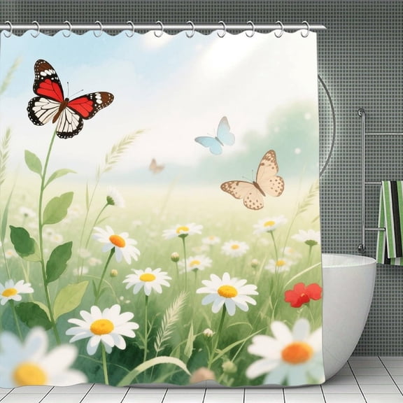 Sage Green Leave Print Shower Curtain,Modern Fabric Waterproof Shower Curtain Set with Hooks 70.8×70.8Inch (180×180cm)