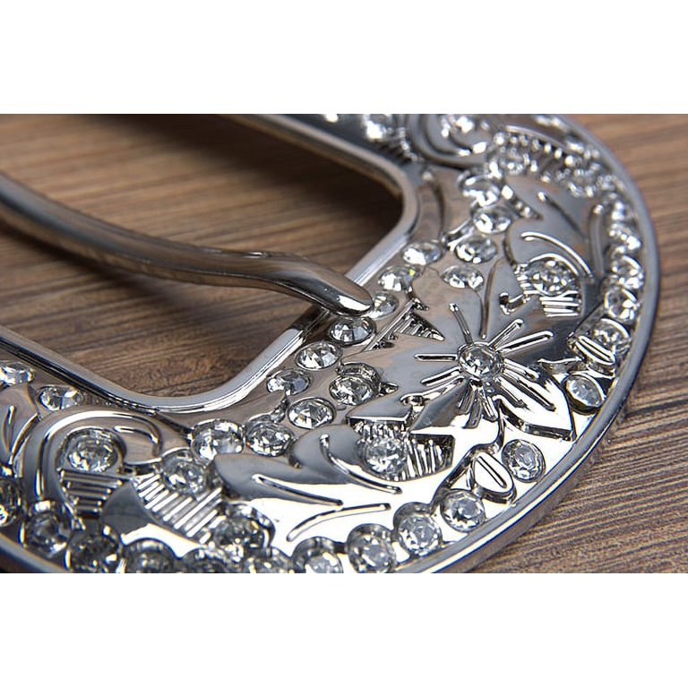 8 Pc Screw Back Concho Stainless Steel Ed Belt Buckle Set Bling Clear Crystals Set Of 8 Screw Back Concho Stainless Steel Belt Buckle Set  main image 3