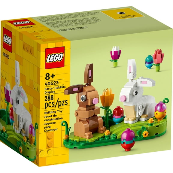 LEGO Easter Rabbits Display 40523 Building Toy Set, Includes Colorful Easter Eggs and Tulips, Easter Decoration