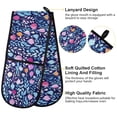 thumbnail image 4 of Dailycode Double Sided Oven Mitt with Loop Heat Resistant Kitchen Long Potholders 7" x 35" Pink Tulip with Blue Leaves, 4 of 6