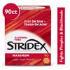 Stridex Medicated Acne Pads, Maximum Treatment, Moderate Acne, Salicylic and Alcohol Free, 90 Count
