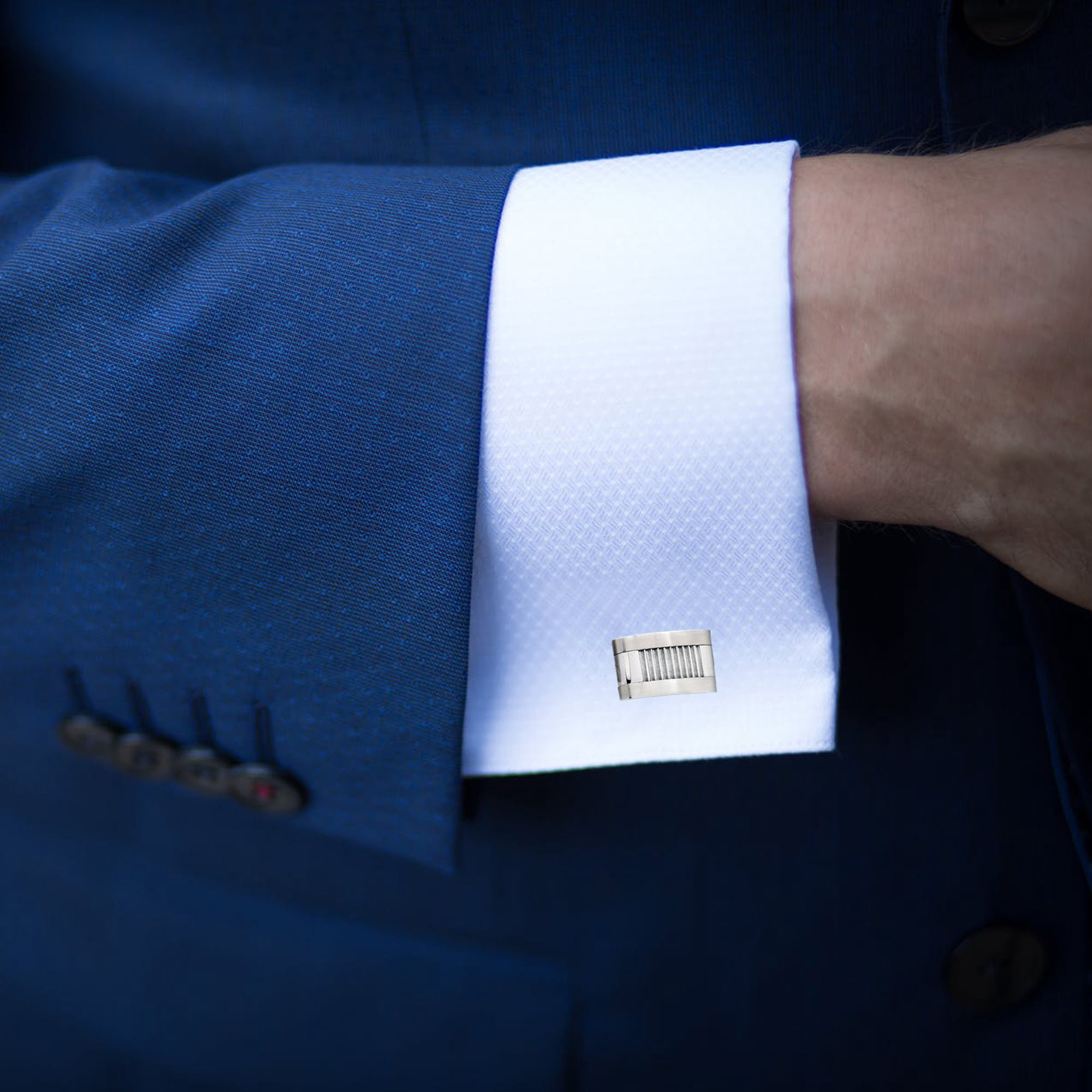 Men's Stainless Steel Fancy Cuff Links.