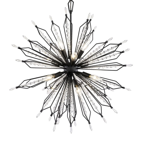 311P12CB-Varaluz Lighting-Orbital - Medium Twelve Light Pendant-Carbon Black Finish    -Traditional Installation