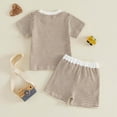 thumbnail image 5 of Akiihool Toddler Boys Outfit Toddler Kids Boy Summer Clothes 6 12 18 24 Months 2T 3T 4T Short Sleeves Shirt Tops & Casual Shorts Outfit Set(Coffee,6-12 Months), 5 of 5