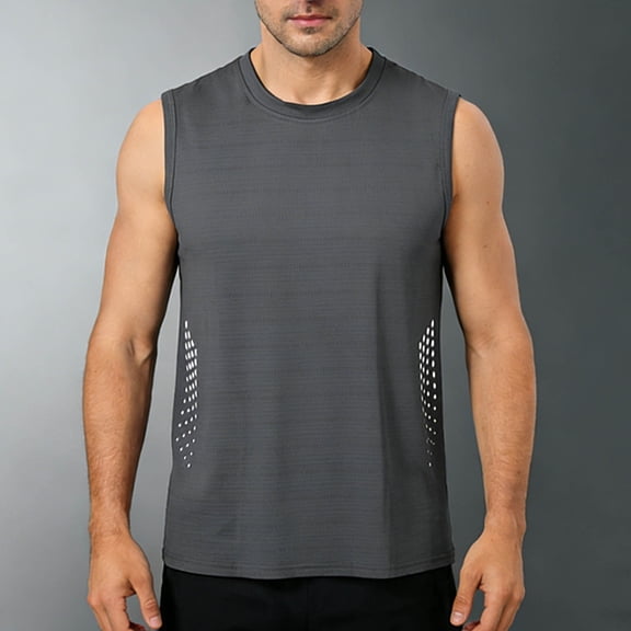 Yaoyar Tank Tops Men Big and Tall Swim Sleeveless Running Shirt Crew Neck Quick Dry Workout Gym Athletic Cutoff Muscle Shirts
