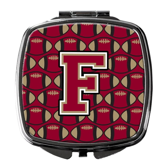 Letter F Football Garnet and Gold Compact Mirror