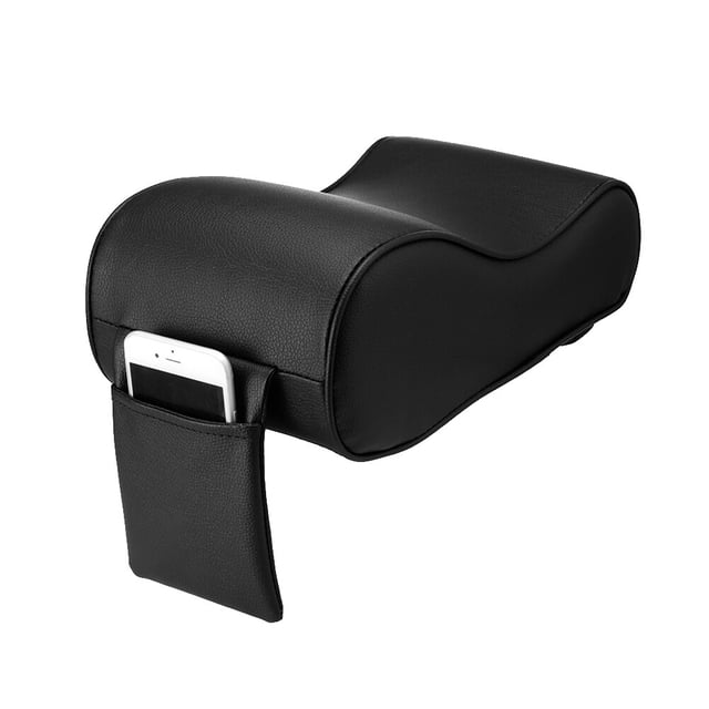 Universal Leather Car Center Console Cushion Auto Armrest Pad Rest Pillow Mat (Black)