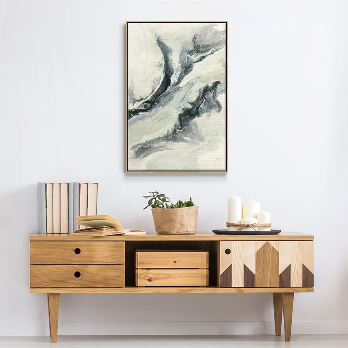 Untitled Framed Premium Gallery Wrapped Canvas - Ready to Hang - 25 x 37 - Natural Wood Floating Frame