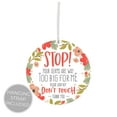 thumbnail image 2 of Stylish Floral Stop! Don't Touch Baby Car Seat Sign / Modern Illustrated Baby Stroller Tag, 2 of 5