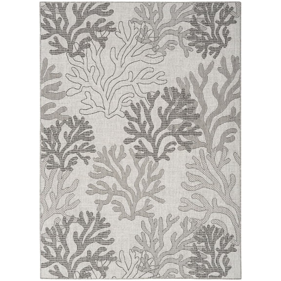 Nourison Garden Oasis Indoor/Outdoor Grey 6' x 9' Area Rug (6x9)