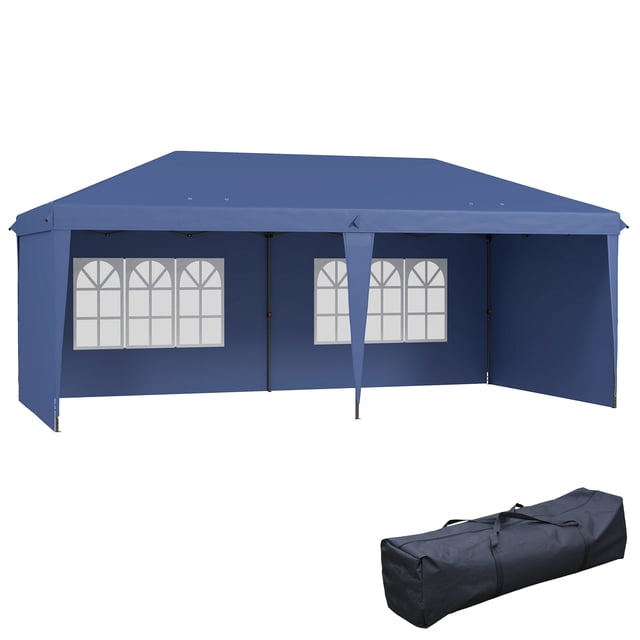 Outsunny 10' x 20' Outdoor Pop Up Canopy Tent W/ Carrying Bag, Blue