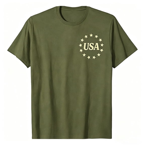 WEIGFI Child Toddler Boys Tee Independence Day Stars Graphic Print Patriotic Clothes Summer Comfort Casual Stylish Short Sleeve Crew Neck Adorable Party Tops,Army Green,2-3 Years