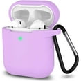 thumbnail image 1 of AirPods Case, Full Protective Silicone AirPods Accessories Cover Compatible with AirPods 1&2 Wireless and Wired Charging Case(Front LED Visible),Light Purple, 1 of 8