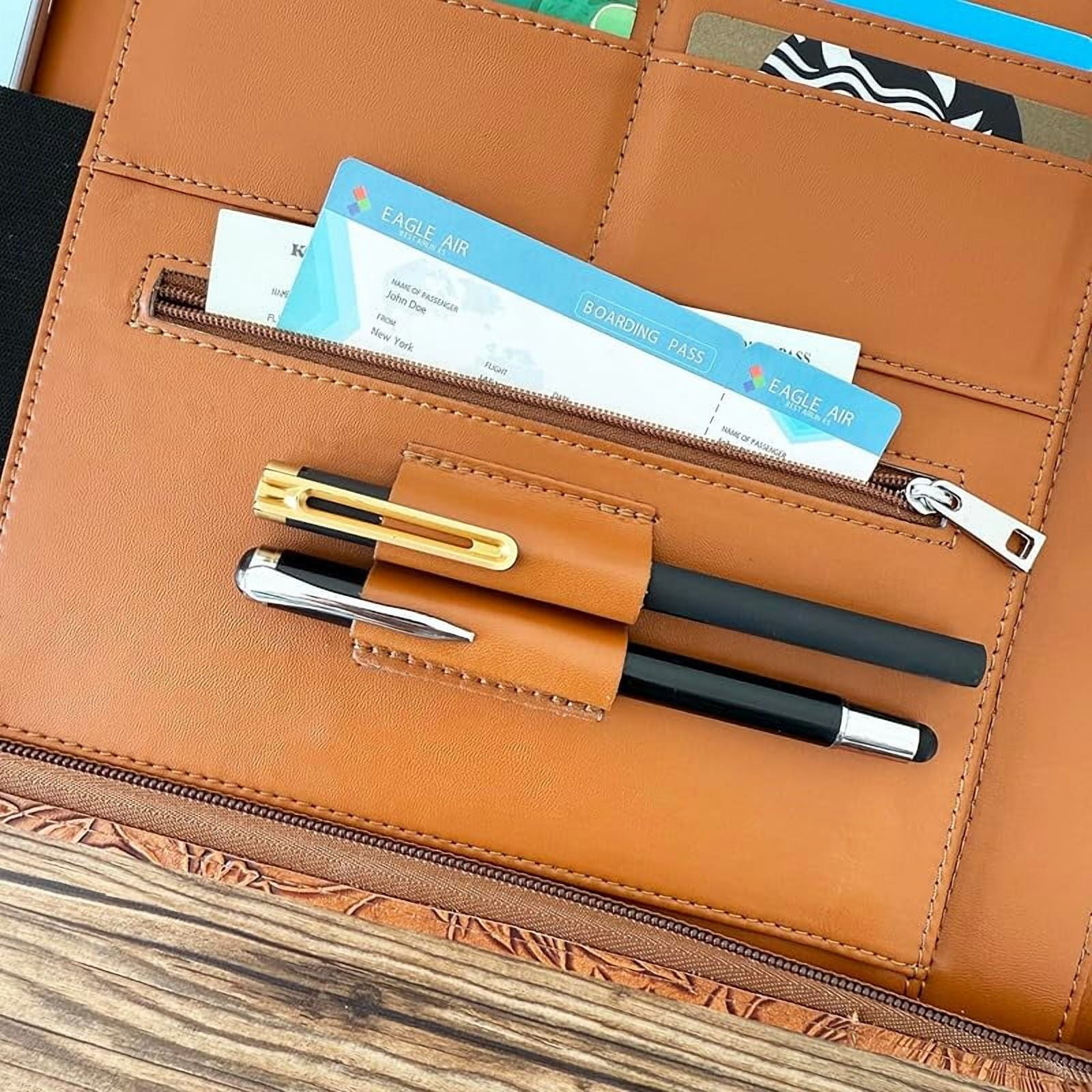 7 Ring Check Binder Vegan Leather Portfolio for 3-Up Business Size Checks, with Handle and Zippered Briefcase with 500 Check Capacity，9 x 13 inch Sheets (Hua Brown, Standard) (Hua Brown)