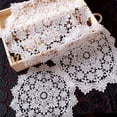 thumbnail image 2 of Round Hollow Coaster Lace Embroidered Tablecloth Dining Table Bowl Heat Insulation Mat Fabric Decorative Ornaments Props, 2 of 6