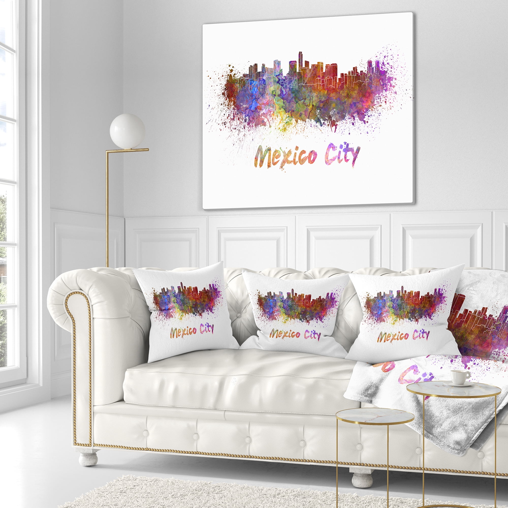Designart Mexico City Skyline - Cityscape Throw Pillow - 16x16