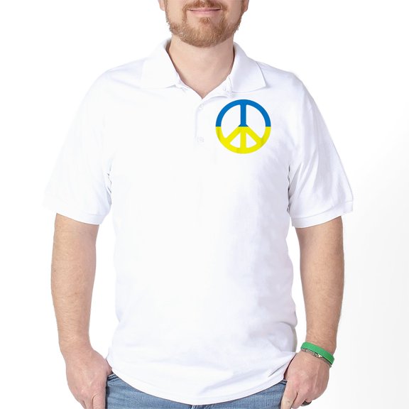 CafePress - Peace In Ukraine. Stand With Ukraine. S Golf Shirt - Golf Shirt, Pique Knit Golf Polo