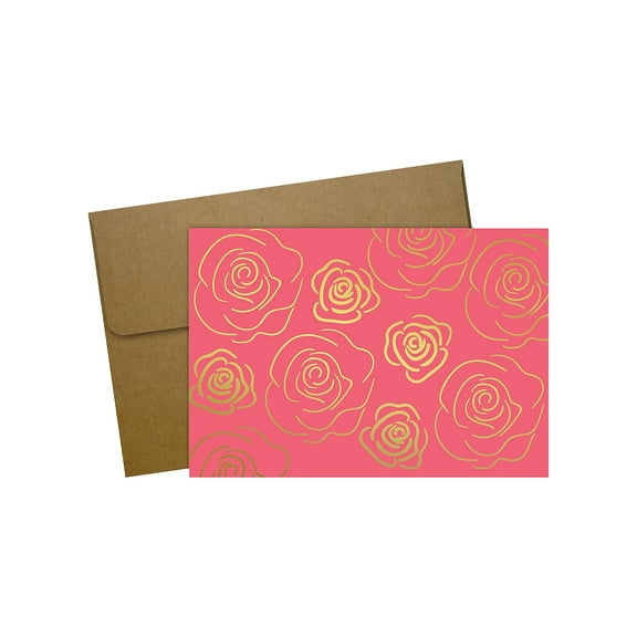 Great Papers! Gold Roses Glossy Personal Notecard Pink/Gold 50/Pack (2020153)