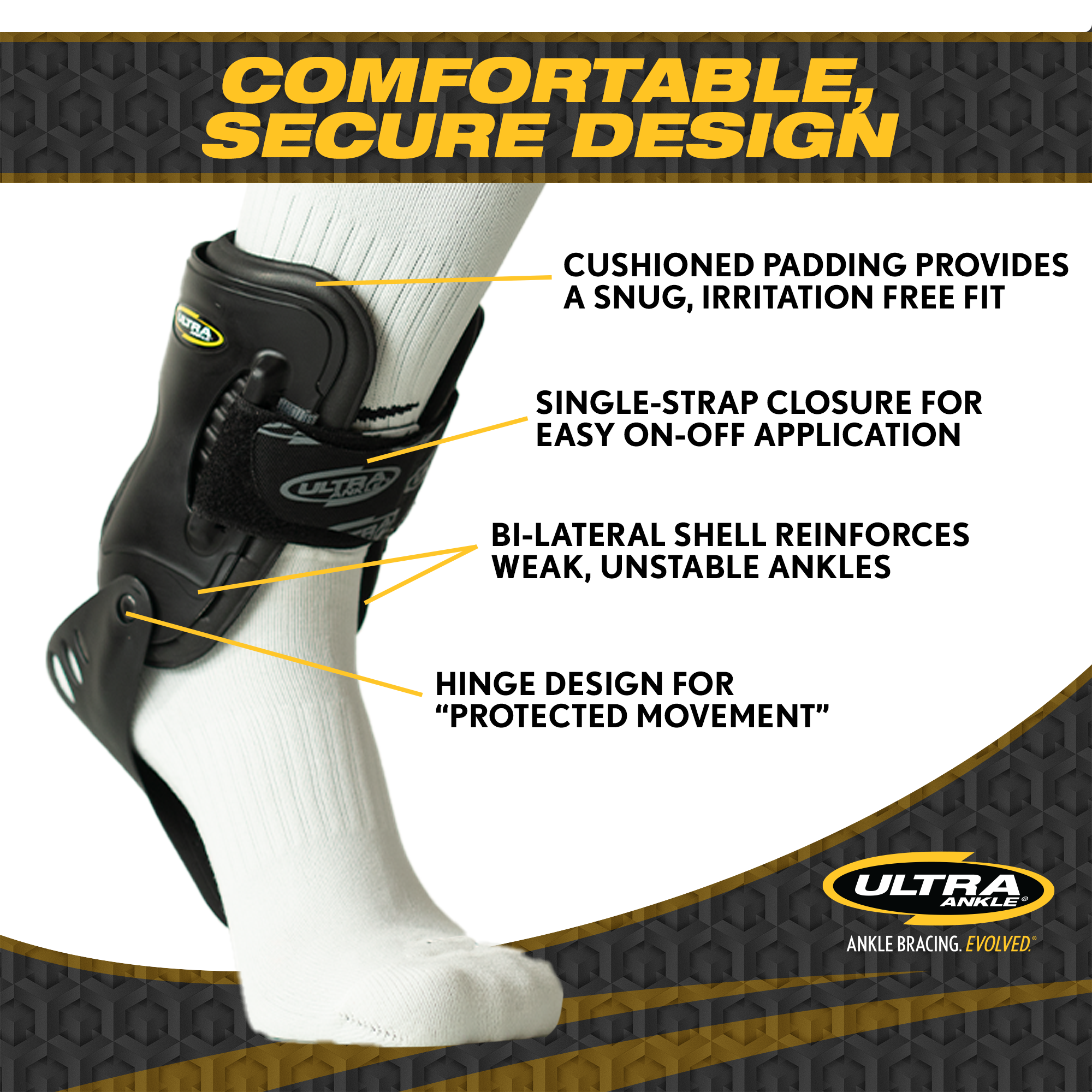 Ultra High-5® Support Ankle Brace - Everyday Stability Gear for Chronic Ankle Instability - Small