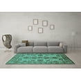 thumbnail image 3 of Ahgly Company Machine Washable Indoor Rectangle Oriental Turquoise Blue Industrial Area Rugs, 2' x 3', 3 of 4