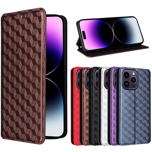 Funda de cuero de lujo con tapa para iPhone 16ProMax 16Pro 16Plus 16 15 14 Pro Max con ranura para tarjeta de crédito cerrada magnética - Shock Case