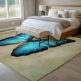 thumbnail image 5 of 5x7 Washable Area Rug, Blue Butterfly Non-Slip Large Rectangle Rug for Living Room Bedroom, Vintage Brown Retro Bug Farm Indoor Floor Mat for Home Decor, 5 of 9