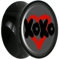thumbnail image 2 of Body Candy 9/16" 2PC Black Acrylic XOXO Heart Saddle Plugs Double Flare Plug Ear Plug Gauges 14mm, 2 of 4