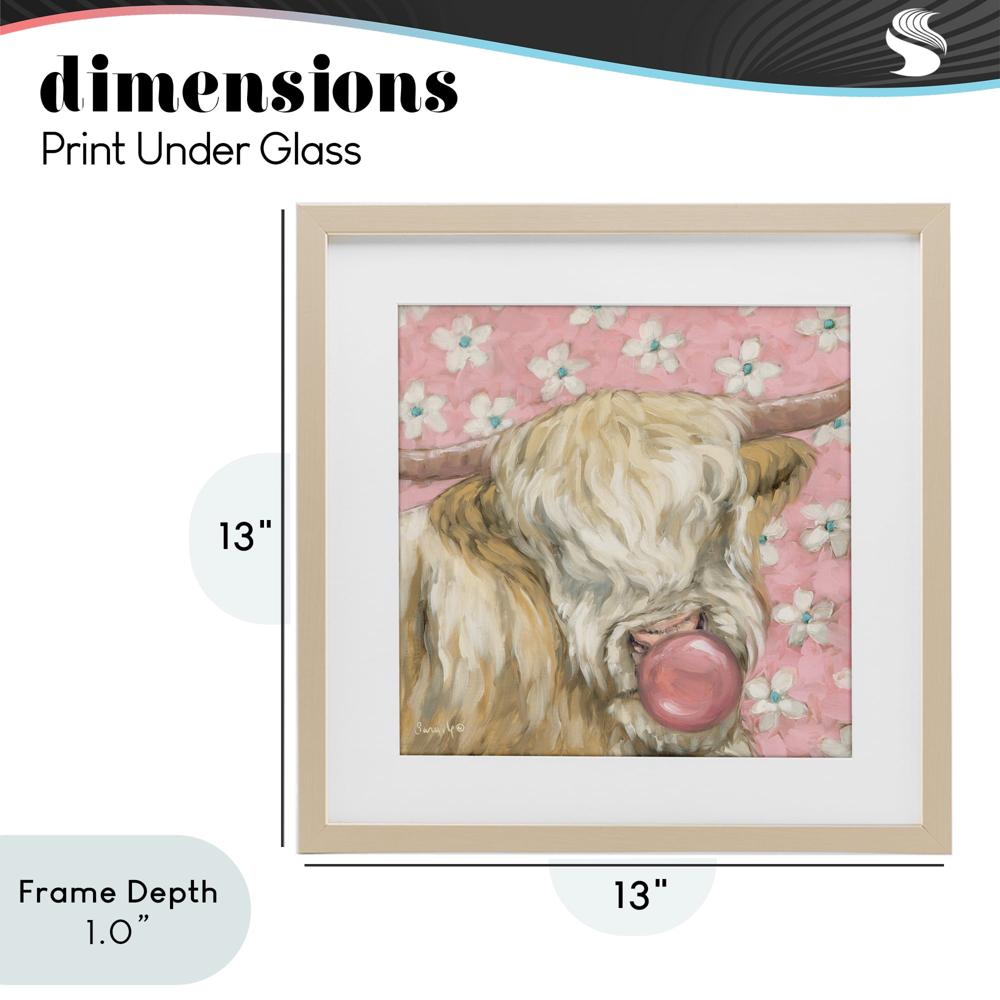 Stupell Industries Bubblegum Cutie Cattle Birch Framed Print Under Glass, design by Sara G. Designs