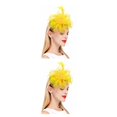 thumbnail image 4 of Sonducket Tocado de boda con flores para el pelo, estilo Retro, tocado de fiesta sencillo, colgante de cabeza de compromiso multiusos, amarillo Amarillo 2piezas, 4 of 6