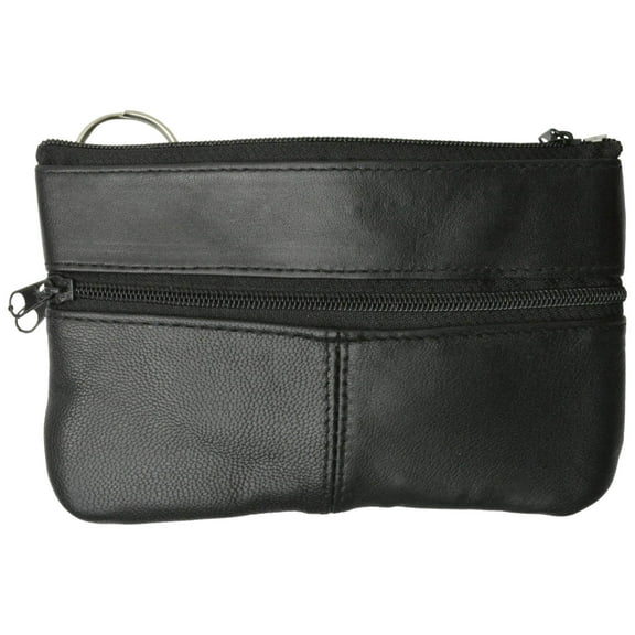 Women's Genuine Leather Large Coin Change Purse with Key Ring for Ladies
