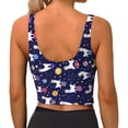 thumbnail image 4 of Goofa Lama in Space Printed Sports Bras for Women, High Impact Running Bra Workout Crop Tank Tops Longline Sports Bra Push up-Small, 4 of 9