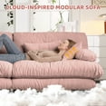 thumbnail image 4 of 4 Seater Modular Sectional Cloud Couch, Chenille Deep Seat Sofa Couch with Pillows and 1 Ottoman, Upholstered Wide Arm Sofa, Comfy Cloud Couch for Living Room, Pink, 4 of 9