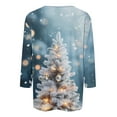 thumbnail image 5 of QIPOPIQ Hauts à Col Rond pour Femmes Manches 3/4 Coupe Ample Chemises Décontractées Basiques Unies Blouses Liquidation, 5 of 5