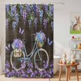 thumbnail image 6 of Shower Curtain Purple Flowers Shower Curtains for Bathroom Decor, Waterproof Polyester Shower Curtain Set with Hooks, Small Stall Size 36" x 72" Bicycle Vintage Floral, 6 of 9