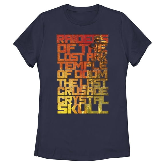 Women's Raiders of the Lost Ark Titles Poster  Graphic Tee Navy Blue Large
