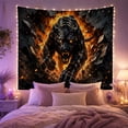 thumbnail image 2 of Obsidian Panther Lunge in Fiery Inferno, Intense Dramatic Fantasy Art for Dark Decor Lovers, Fierce Wildlife Wall Art, Housewarming Gift Tapestry Wall Hanging for Living Room and Bedroom, 2 of 7