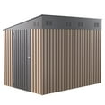 thumbnail image 3 of AECOJOY 6' x 8' Lean-To Metal Storage Shed with Sloped Roof and 2.3' Door for Bikes, Lawn Equipment and Garden Tools, Brown, 3 of 6
