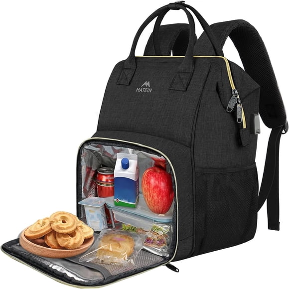 Mochila de almuerzo MATEIN con aislamiento y puerto USB para portátil de 15,6 pulgadas