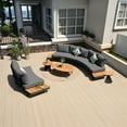 thumbnail image 5 of Deko Living 6 Place Seating Outdoor Gray Aluminum and Teak Contour Sofa Set, 5 of 5