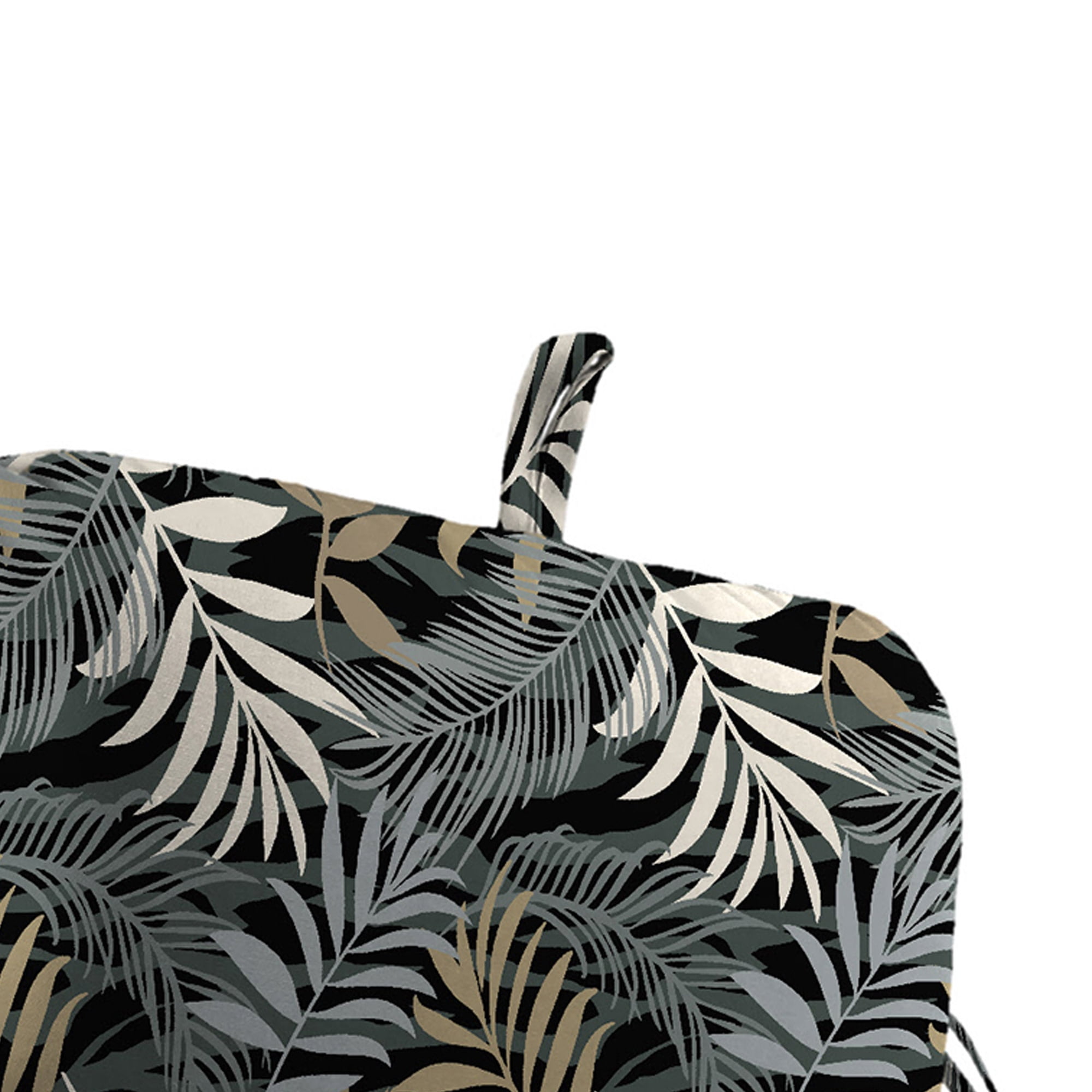 Jordan Manufacturing 45" x 22" Maryland Driftwood Black Leaves Rectangular Outdoor Chair Cushion with Ties and Hanger Loop (2 Pack)