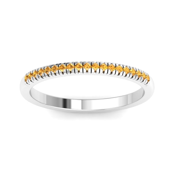 Belinda Jewelz Solid Sterling Silver Delicate Yellow Citrine Band Ring with 19 Citrine Cubic Zirconia Gemstones for Women