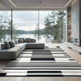 thumbnail image 2 of ODIKA 6'x9' Ultra-Soft Area Rug, Under Monochrome Bold Interlocking Bands Striped Entryway Doormat None Washable, Bare feet friendly, Silk-Touch for Guest Room, Bedroom, 2 of 7
