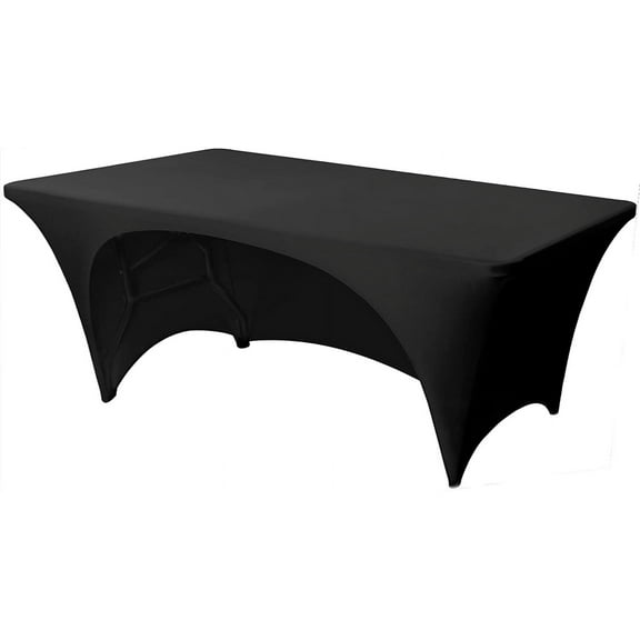 Black Open Back 6 Foot Stretch Fitted Spandex Table Cover