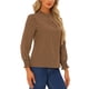 thumbnail image 4 of Blusa impresa de manga larga con cuello simulado y fruncido para mujer INSPIRE CHIC en marrón, 4 of 6
