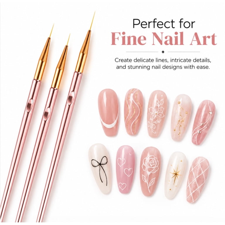 ネイルアート用品(筆など) Ka 3 Piece Nail Art Brush Set, Liner Pens and Striping Brushes for