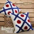 thumbnail image 2 of Deconovo Boho Decorative Tufted Throw Pillow Cover Pompoms Pillowcase, Cotton Linen Decorative Pillows Cushion Covers, 18 x 18 inch, Set of 2, Navy Blue and Red, 2 of 6