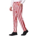 thumbnail image 5 of Unique Bargains Men's Striped Pant Classic Fit Flat Front Business Trousers 36 Red White, 5 of 6